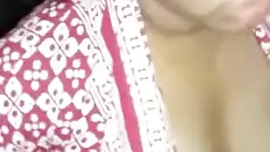 Husband strokes Desi wife's tiny tits during XXX fun in the dark